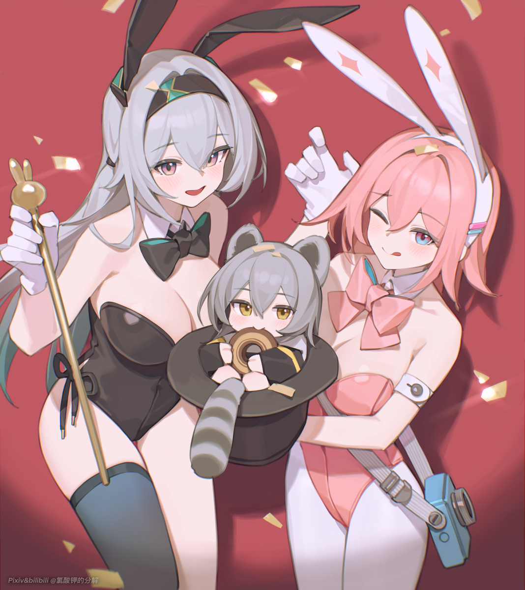 This is a pixiv picture whose title is 流萤x开拓者x三月七.