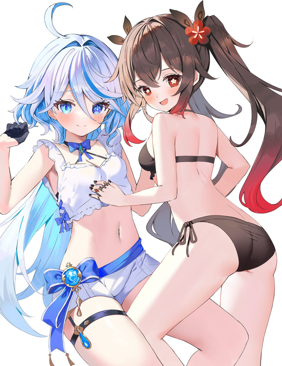 This is a pixiv picture whose title is フリーナ＆胡桃.