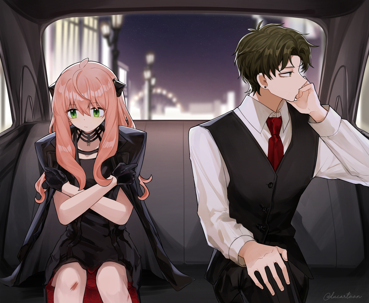 This is a pixiv picture whose title is assassin x politician AU.