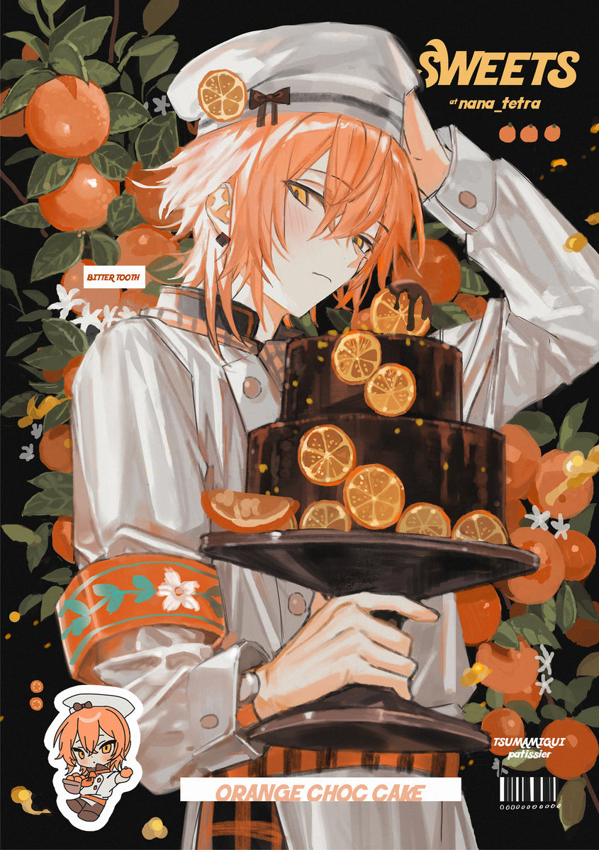 This is a pixiv picture whose title is orange　chocolate　cake.