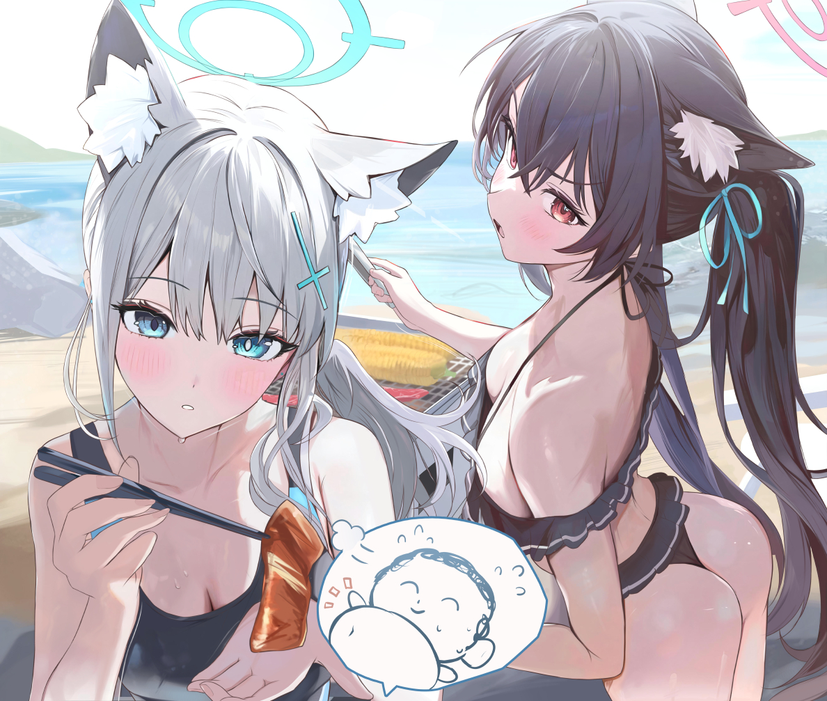 This is a pixiv picture whose title is セリカ「お肉焦げちゃうから早く食べてよね！」.