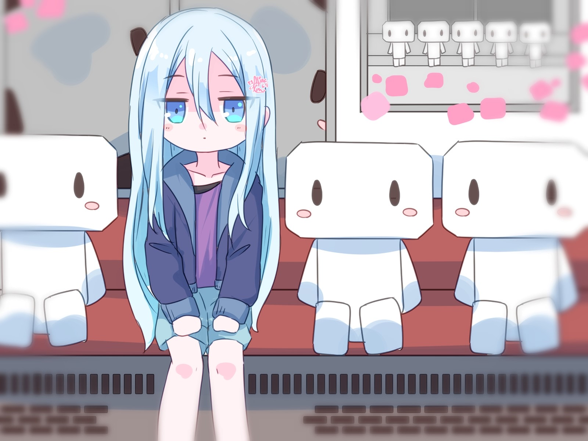 This is a pixiv picture whose title is 8番のりばに迷い込んだ奏ちゃん....