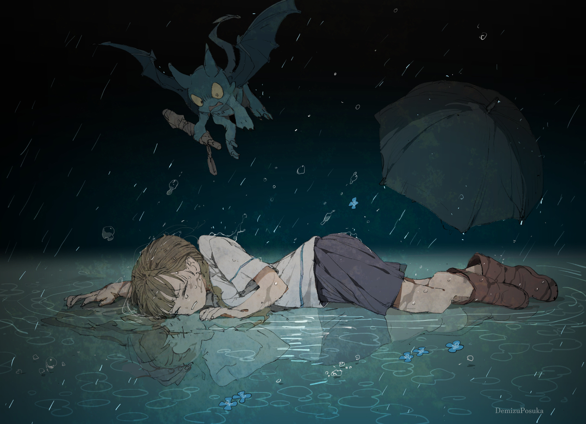 This is a pixiv picture whose title is 雨にも負ける.