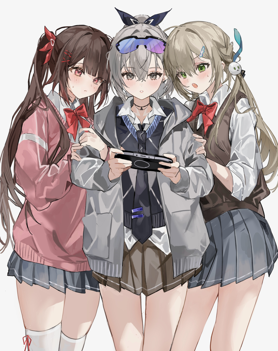 This is a pixiv picture whose title is 学パロ量子組.