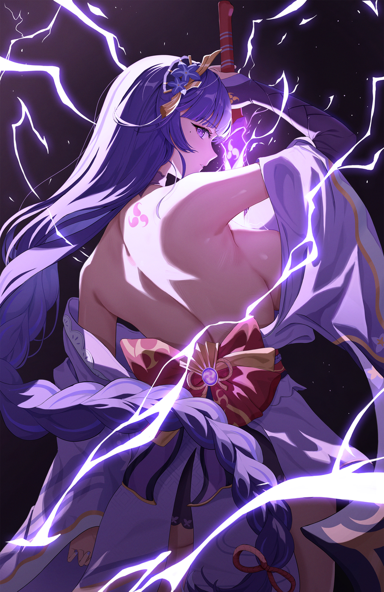 This is a pixiv picture whose title is 雷電将軍.