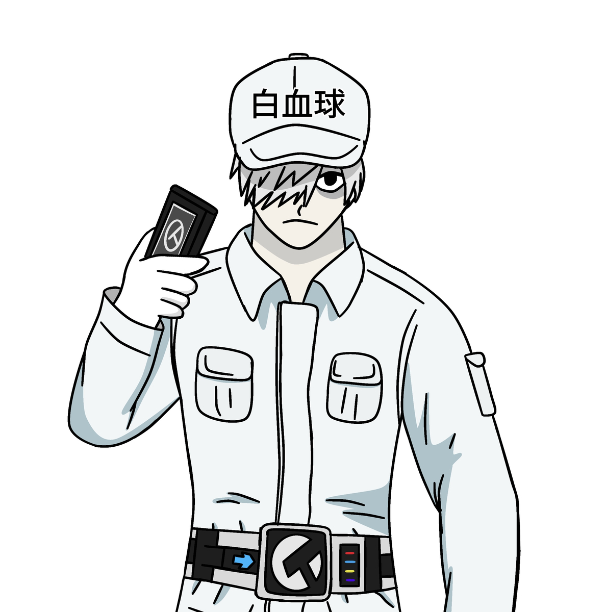 This is a pixiv picture whose title is 実写版はたらく細胞の白血球は佐藤健だって.