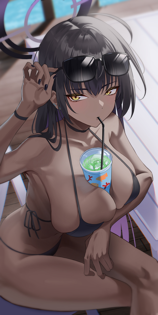 This is a pixiv picture whose title is ブルアカ　水着カリン.