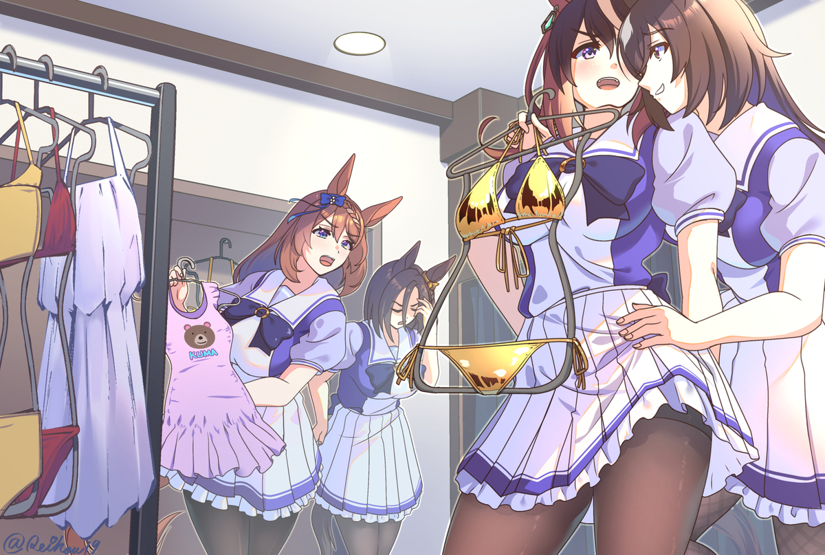 This is a pixiv picture whose title is ルドルフの水着選び　～深刻なアドバイザー人選ミスを添えて～.