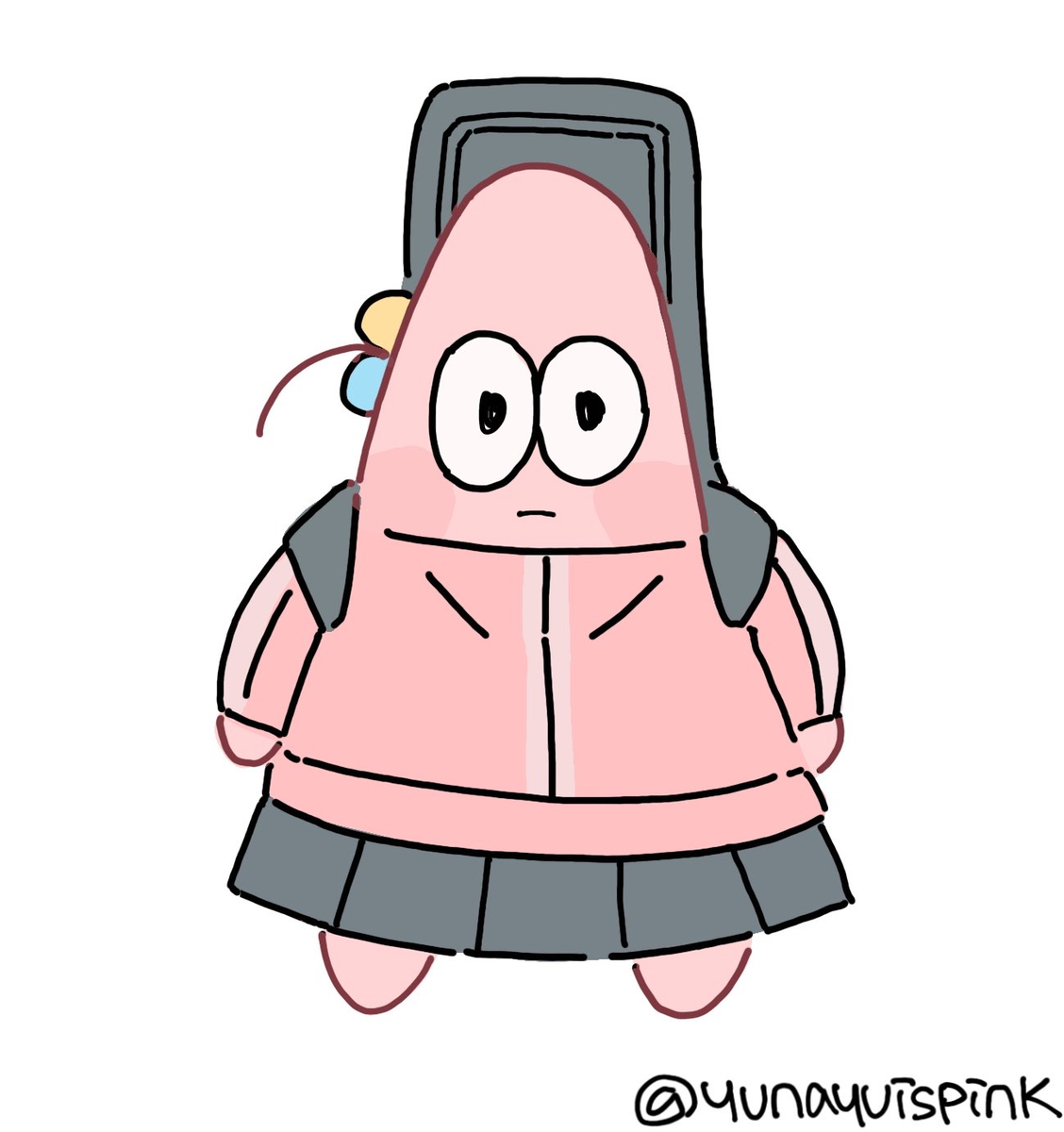 This is a pixiv picture whose title is SpongebobxBocchi.