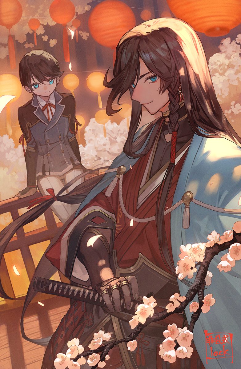 This is a pixiv picture whose title is 兼さんと堀川くん.