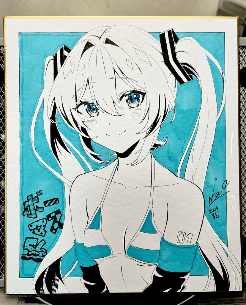 This is a pixiv picture whose title is ボーマス56で販売する初音ミクの色紙のまとめ.