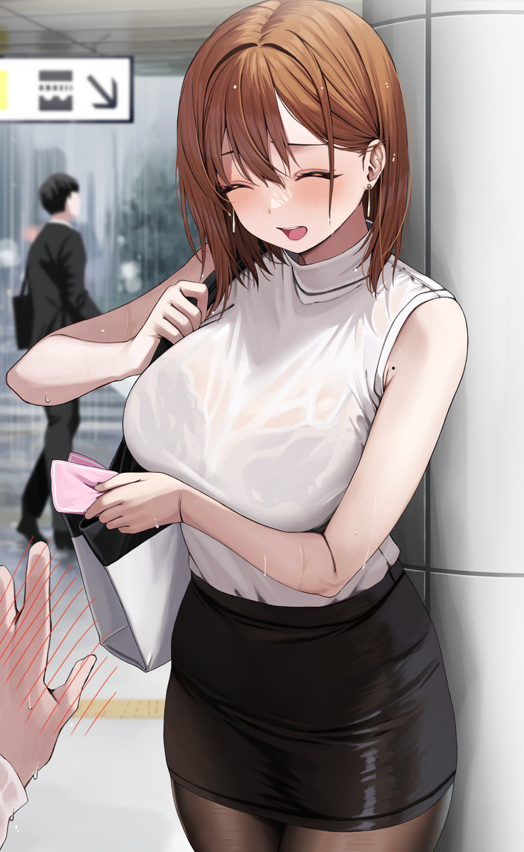 This is a pixiv picture whose title is 「急に降られちゃったね〜…」.