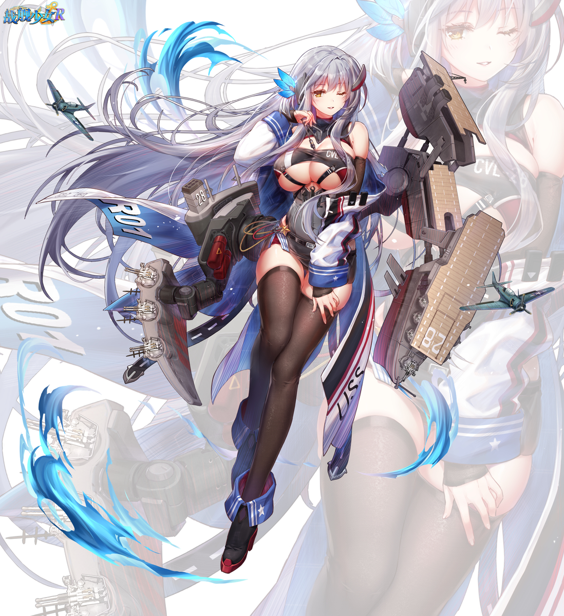 This is a pixiv picture whose title is 【仕事絵】軽空母 カボット（CVL-28).