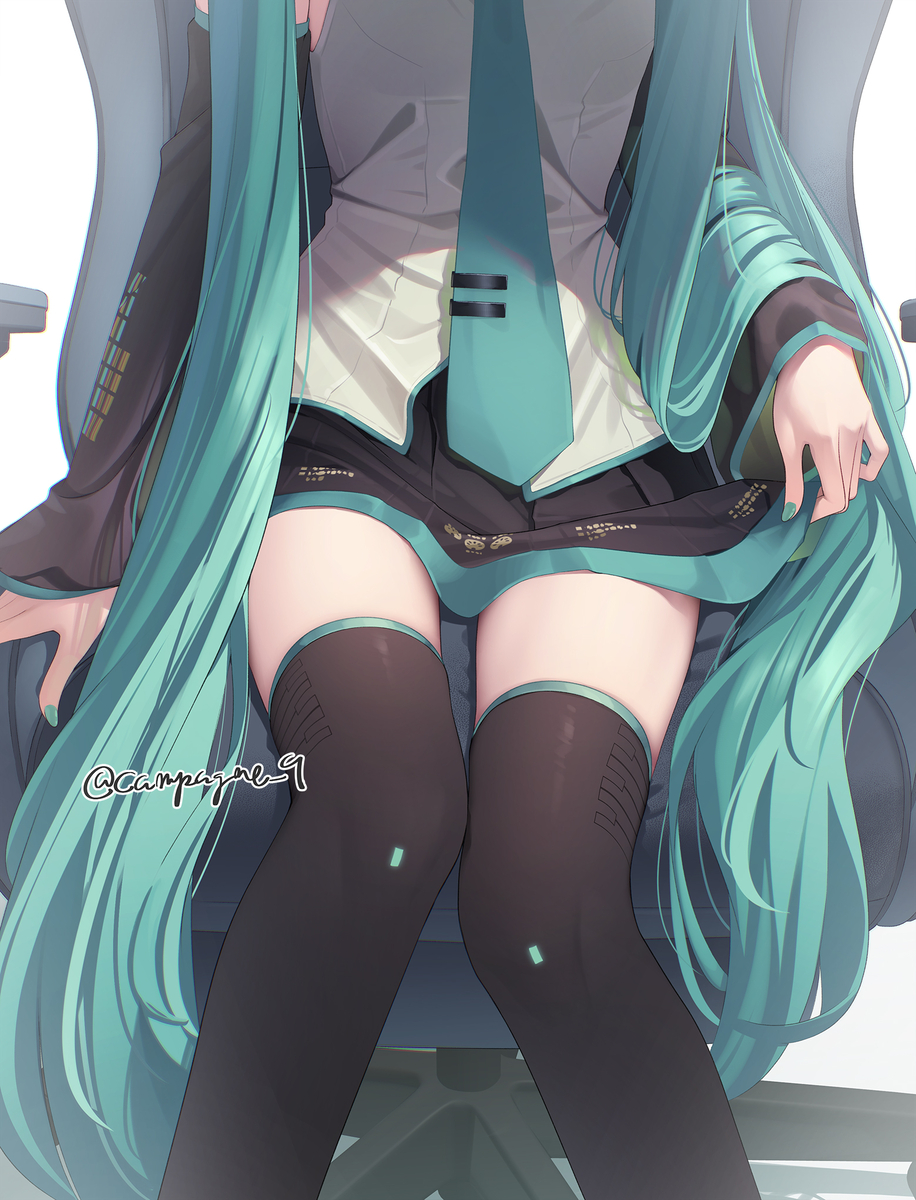This is a pixiv picture whose title is ミク脚.