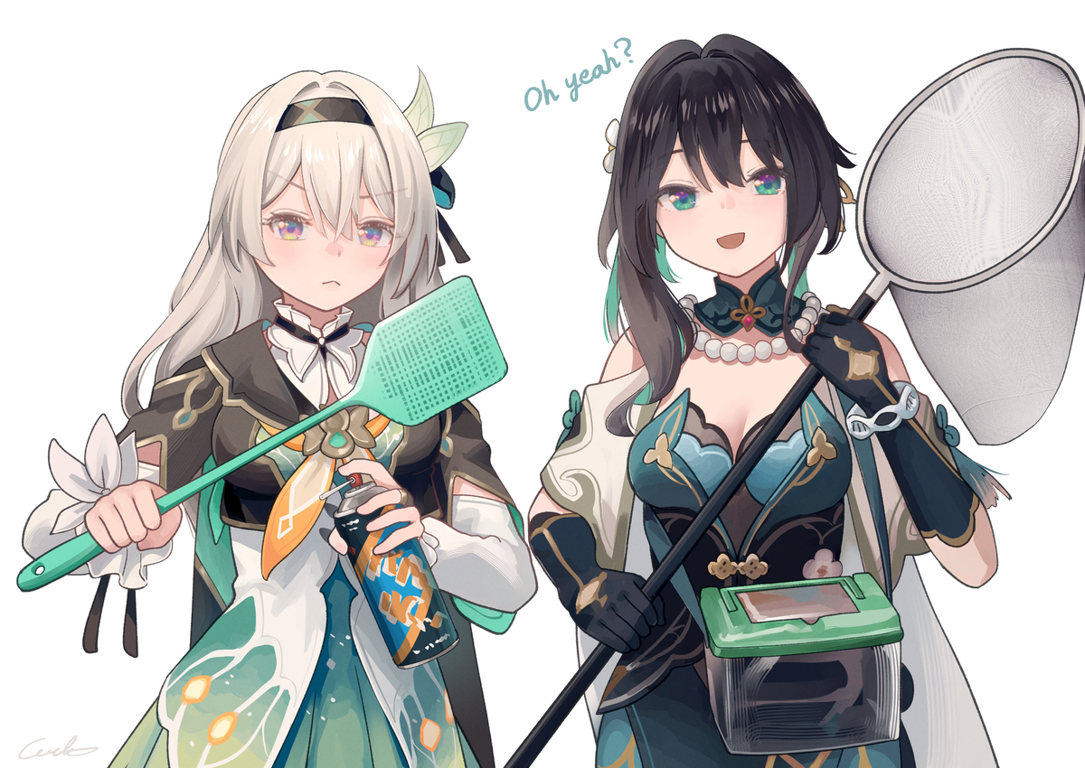This is a pixiv picture whose title is やはり虫か……いつ出発する？私も同行する.