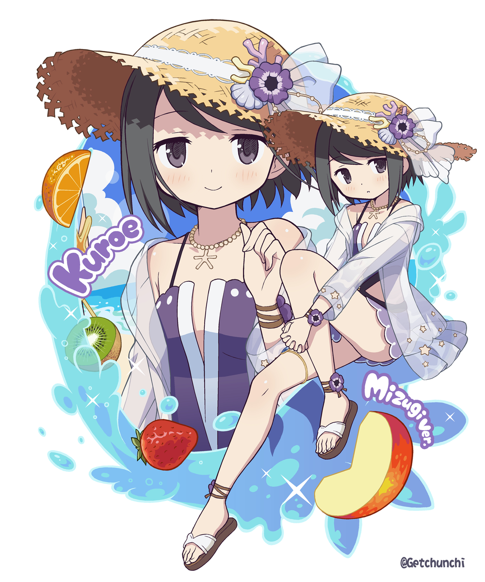 This is a pixiv picture whose title is 真夏の海の黒江ちゃん！.