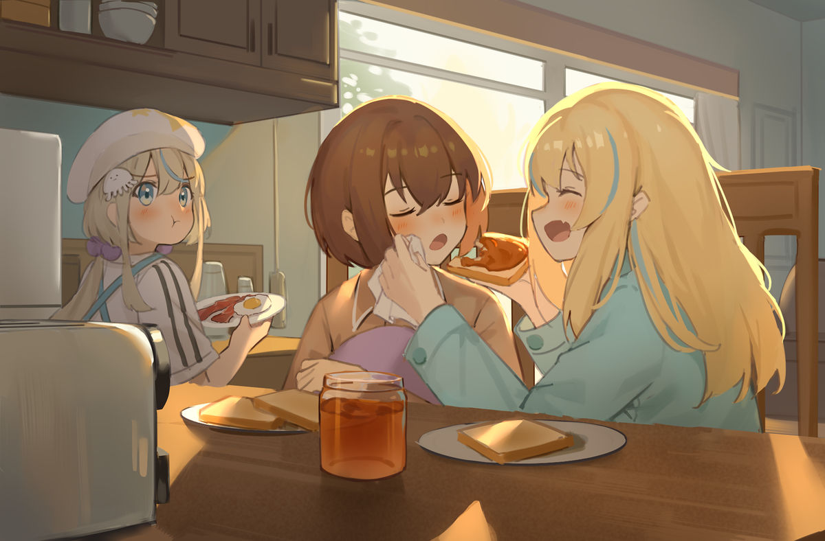 This is a pixiv picture whose title is 朝ごはん.