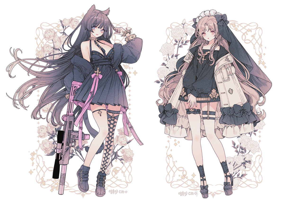 This is a pixiv picture whose title is 🖤cm🤍.