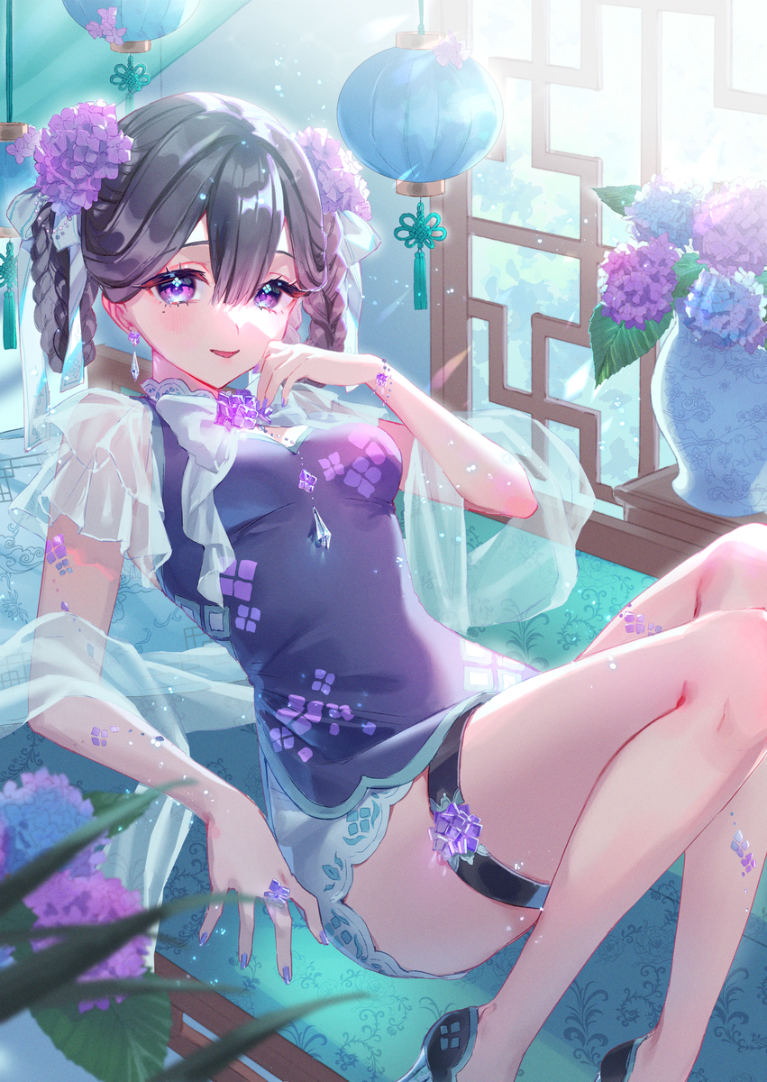 This is a pixiv picture whose title is 紫陽花少女💜.