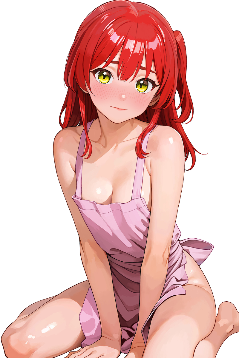 This is a pixiv picture whose title is 裸エプロン姿の喜多ちゃん.