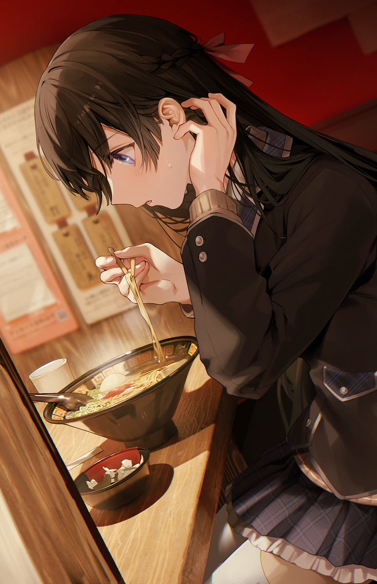 This is a pixiv picture whose title is 隣の席の女子高生.