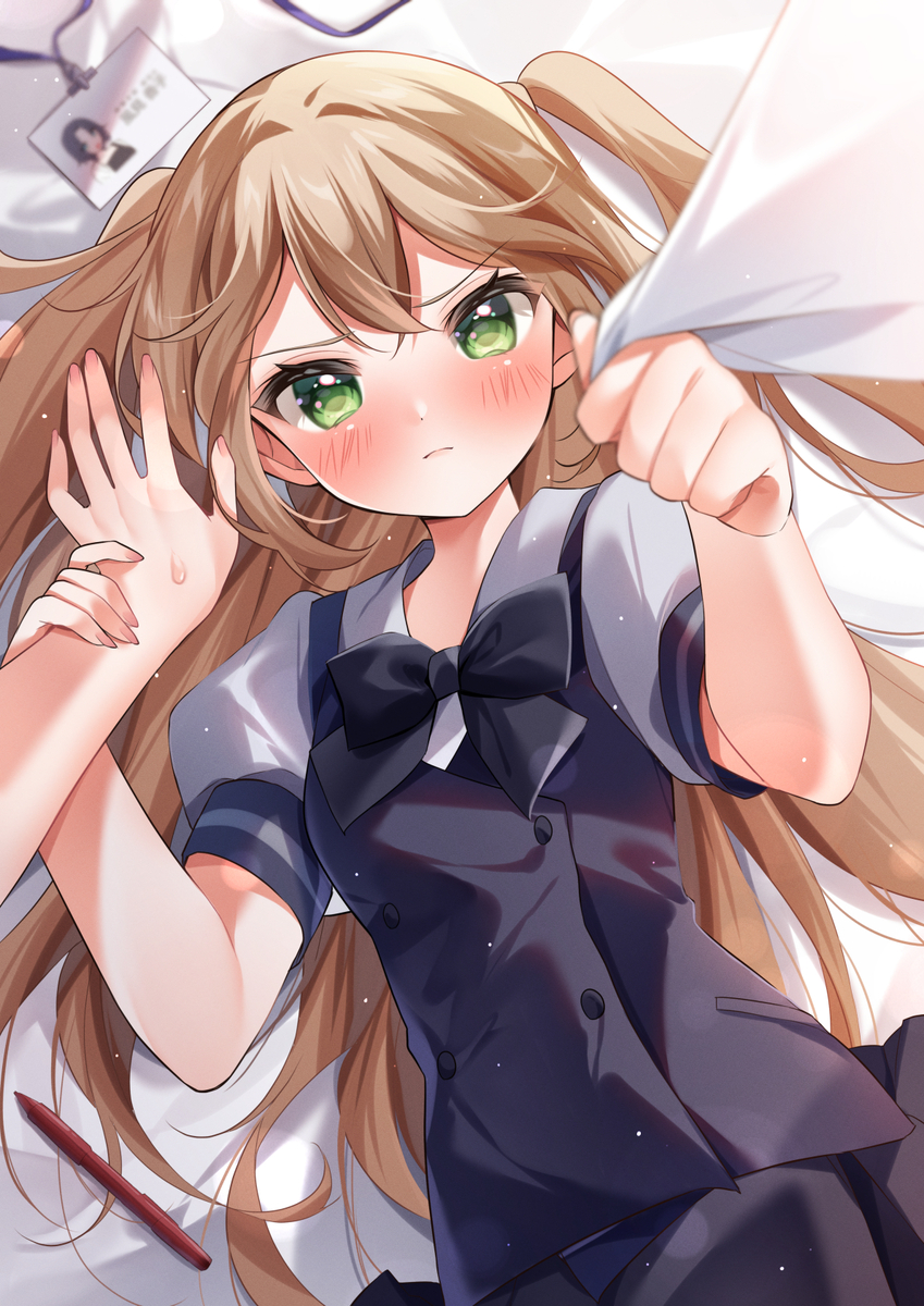 This is a pixiv picture whose title is 『目...逸らさないでください』.