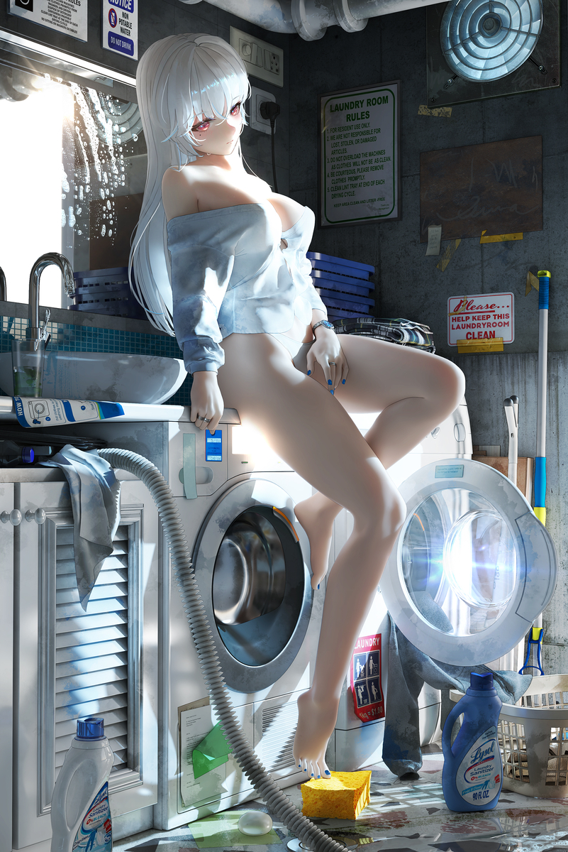 This is a pixiv picture whose title is laundry day.