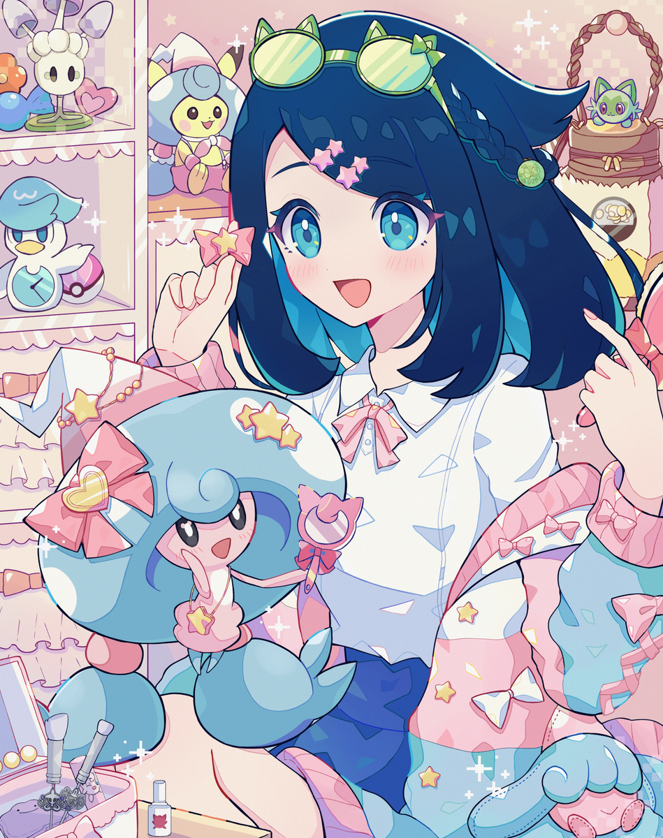 This is a pixiv picture whose title is 【アニポケ】テブリムとオシャレを楽しむリコちゃん🎀.