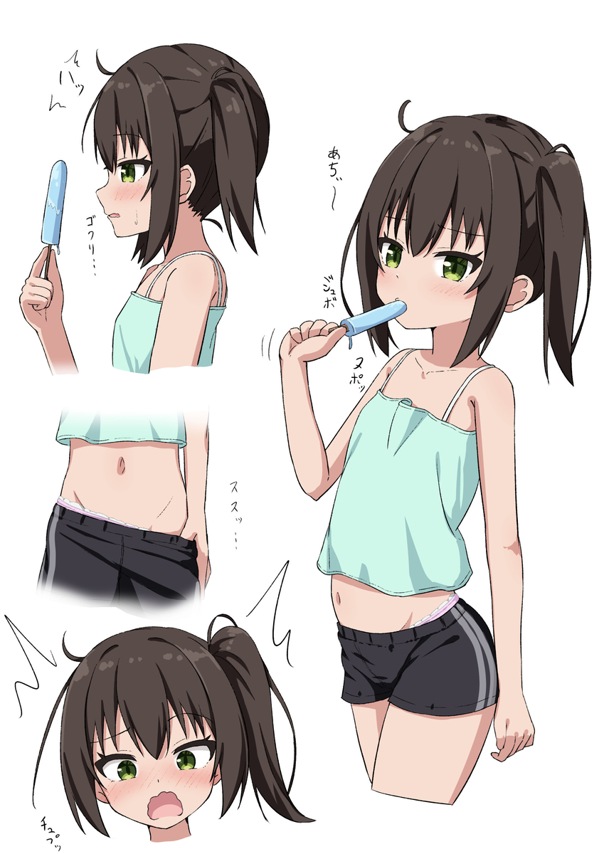 This is a pixiv picture whose title is アイスをお口で食べてるだけの子.