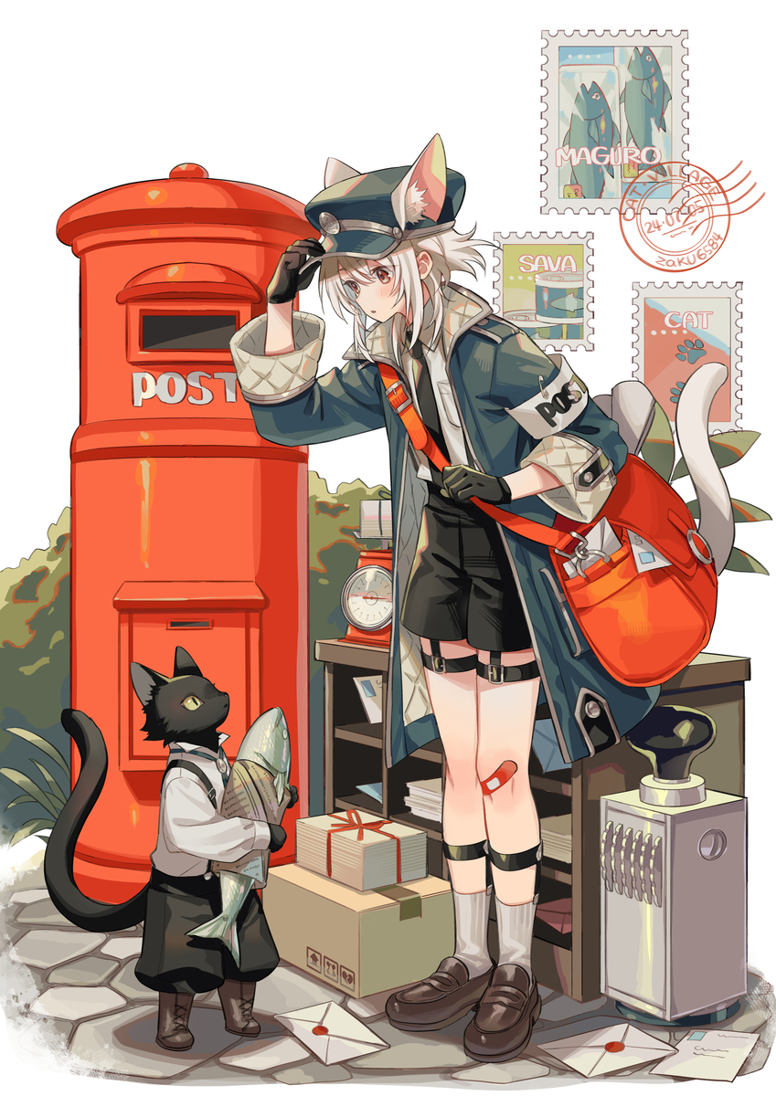 This is a pixiv picture whose title is 猫の郵便屋さん.