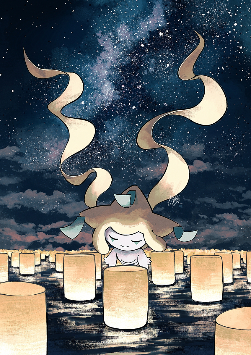 This is a pixiv picture whose title is 灯籠と星.