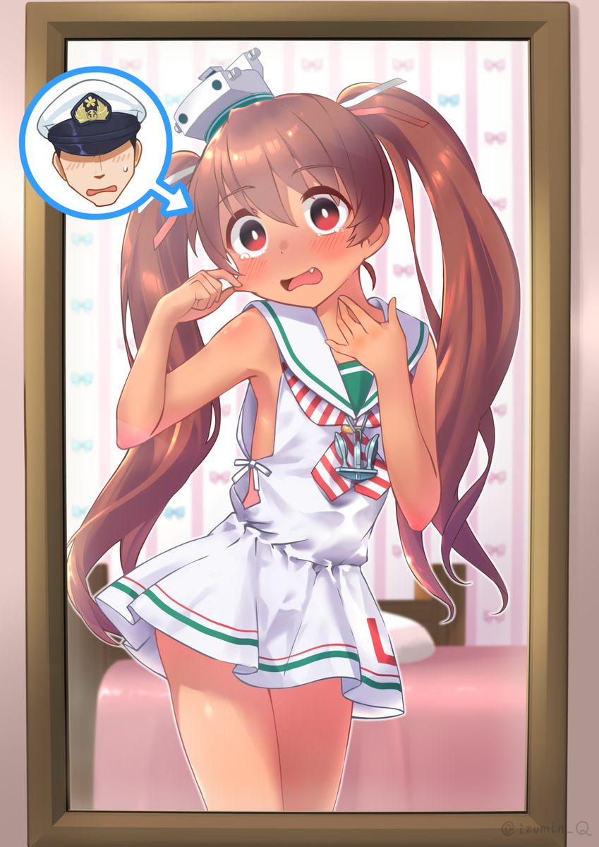 This is a pixiv picture whose title is 提督inリベ『のど仏・・・ない！ほっぺ・・・痛い！夢じゃない！』.