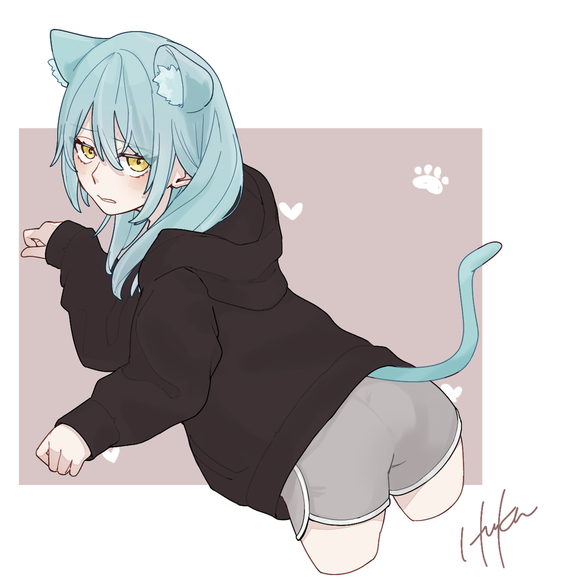 This is a pixiv picture whose title is 猫耳パーカー.