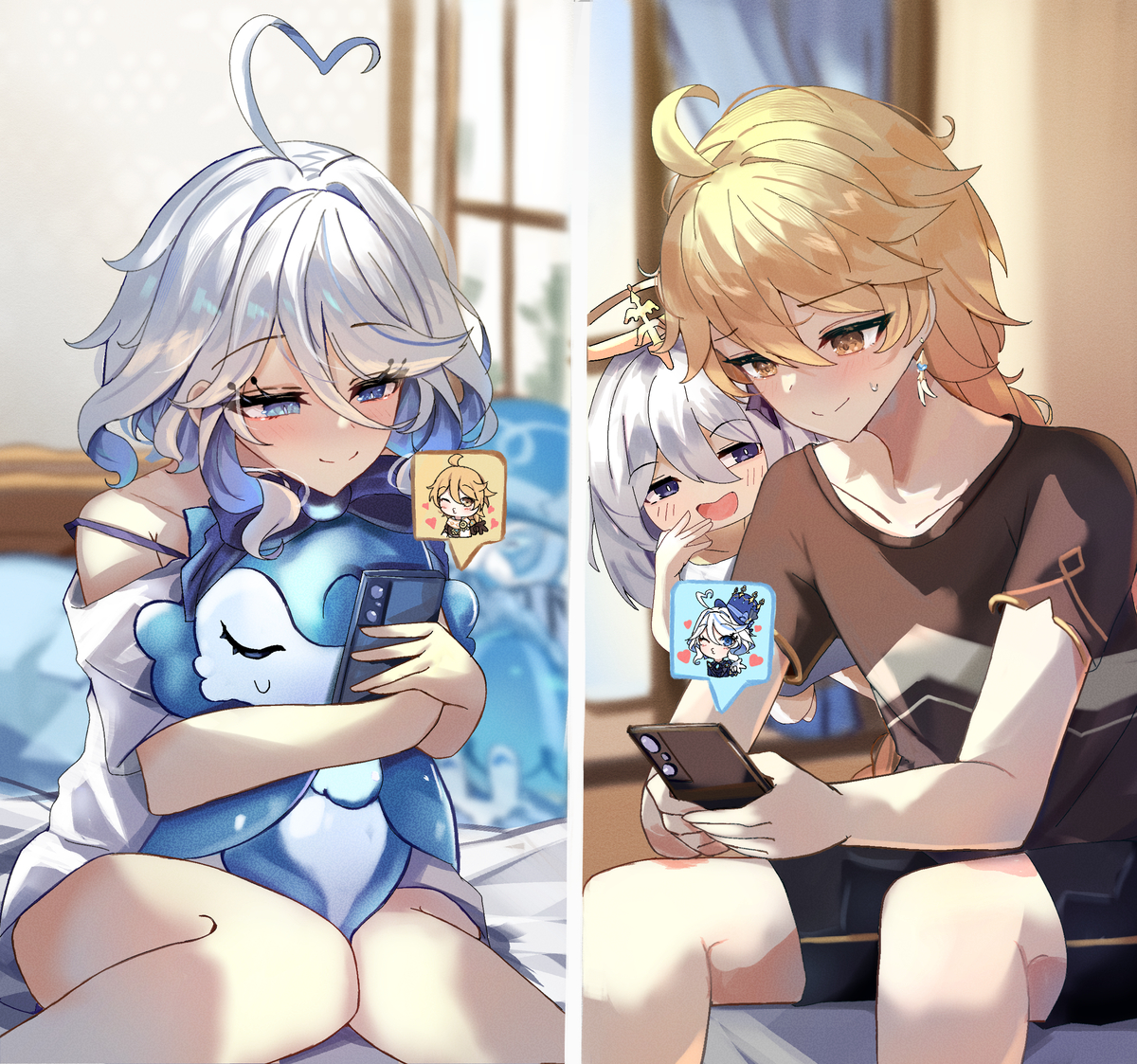 This is a pixiv picture whose title is Texting.