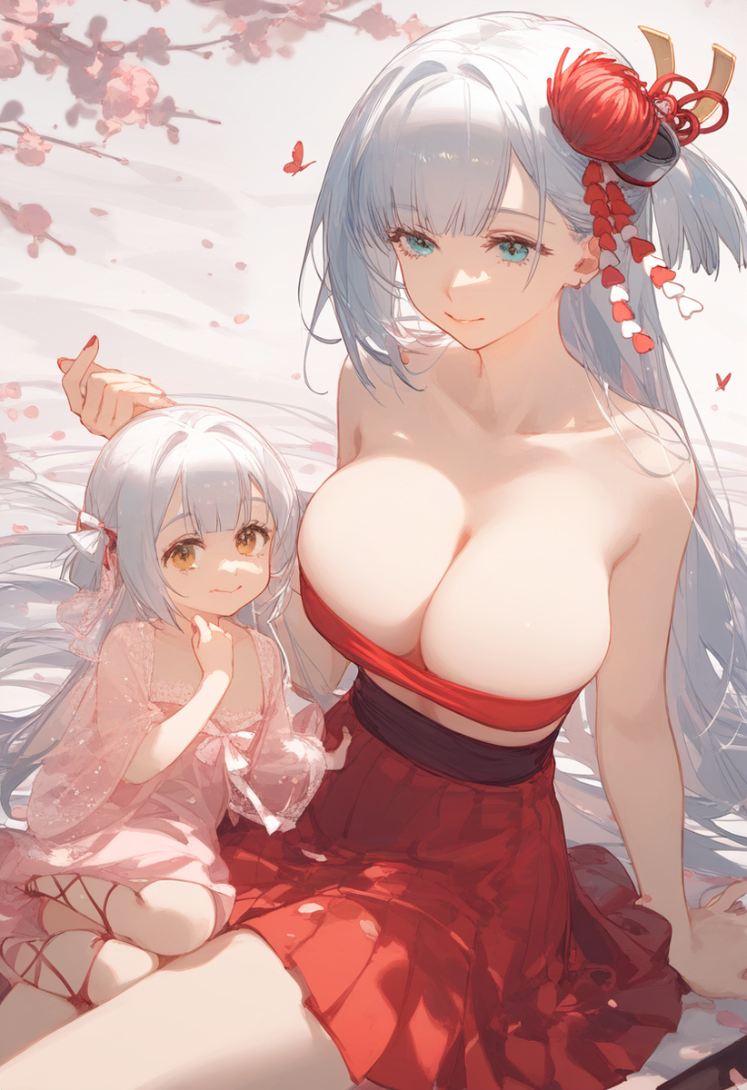 This is a pixiv picture whose title is 老婆和女儿——翔鹤.
