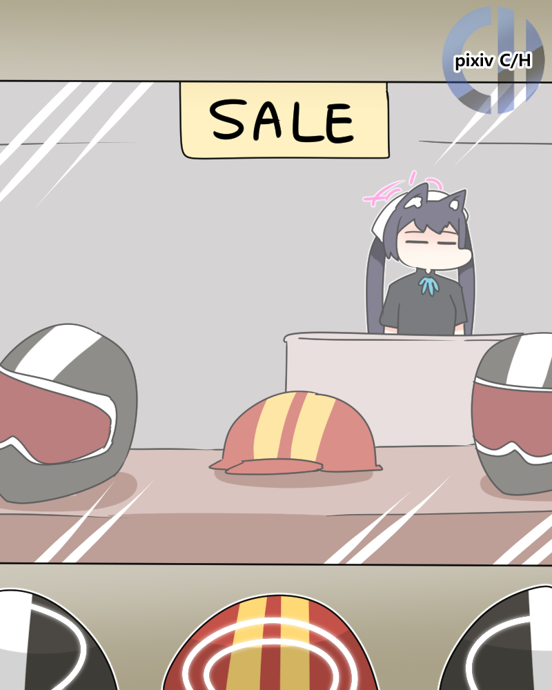 This is a pixiv picture whose title is 헬멧단 Helmet Gang.