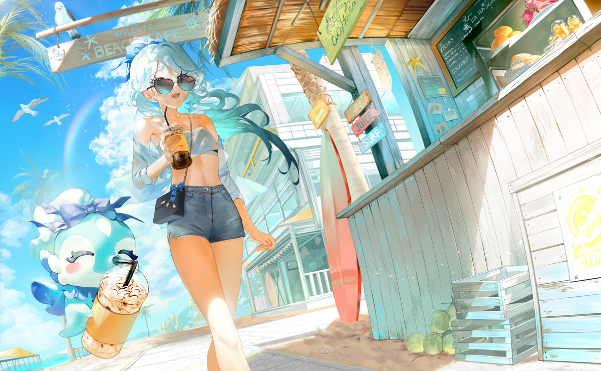 This is a pixiv picture whose title is 🌊Summer vacation with Furina!📷.