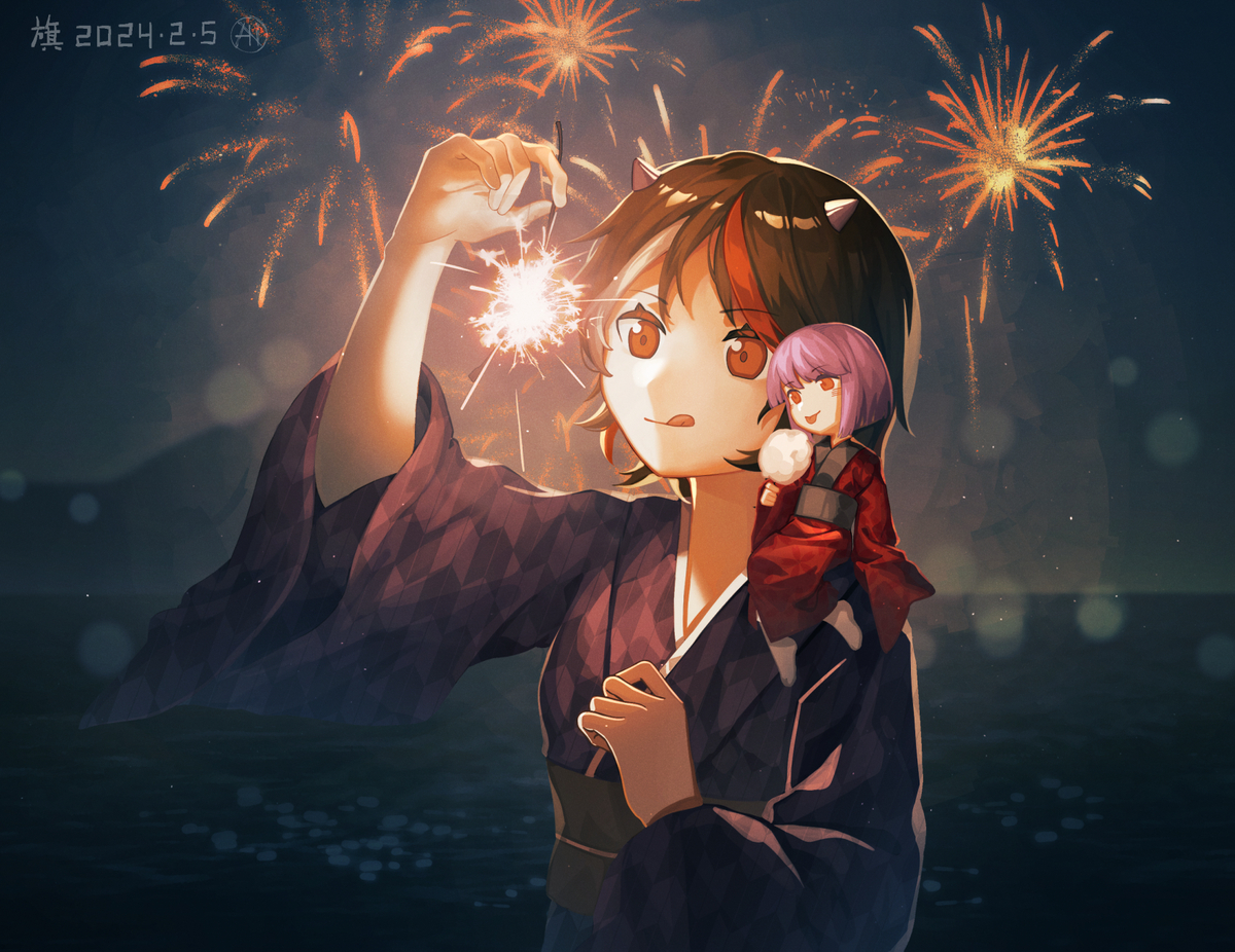 This is a pixiv picture whose title is 烟火之夜.