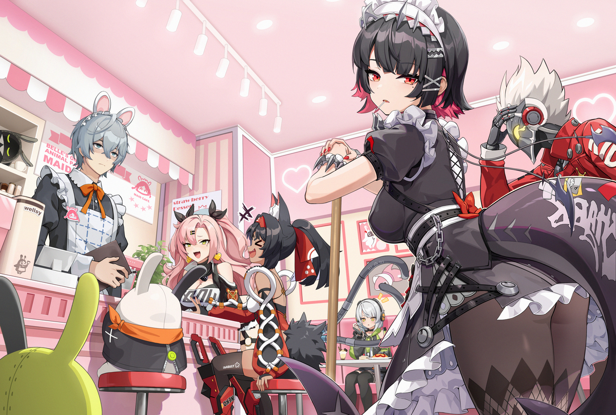 This is a pixiv picture whose title is 罰ゲーム メイドアルバイト.