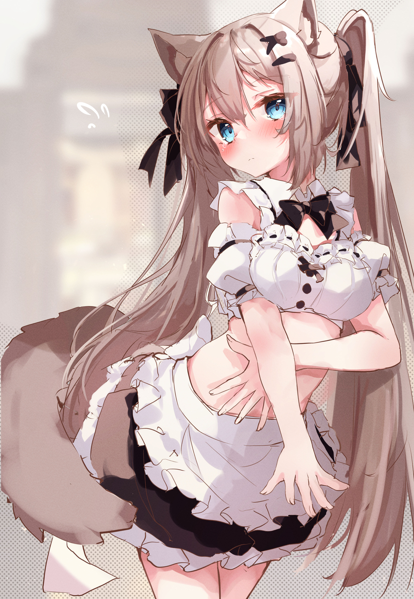 This is a pixiv picture whose title is 「ご主人様､､､みないで、、、、」.