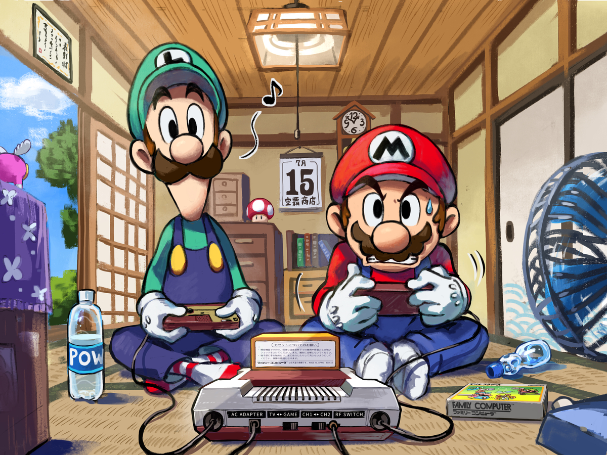 This is a pixiv picture whose title is ファミコン対戦‼︎.