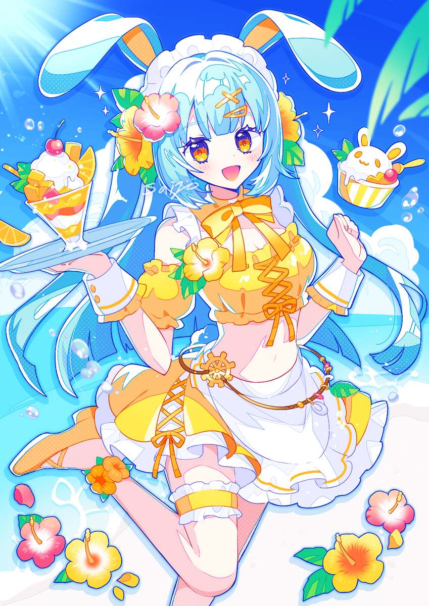 This is a pixiv picture whose title is 夏兎.