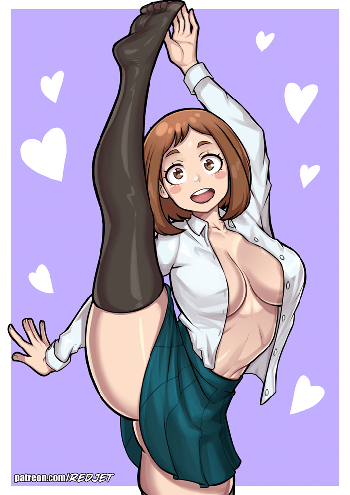 This is a pixiv picture whose title is お茶子 - standing split.