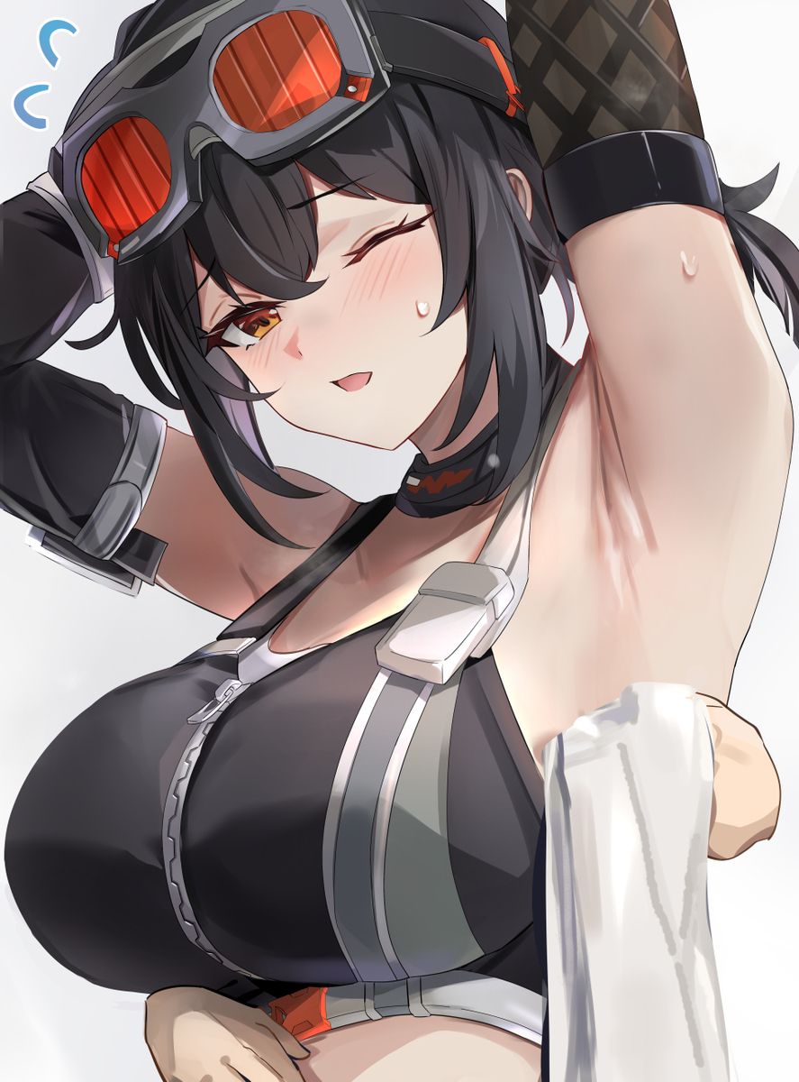 This is a pixiv picture whose title is 仕事終わりのグレースさんの汗拭いてあげたい.