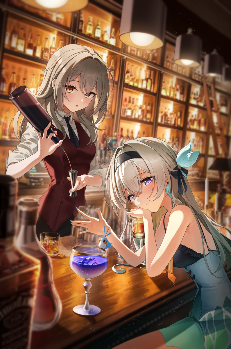This is a pixiv picture whose title is Stelle x Firefly bar.