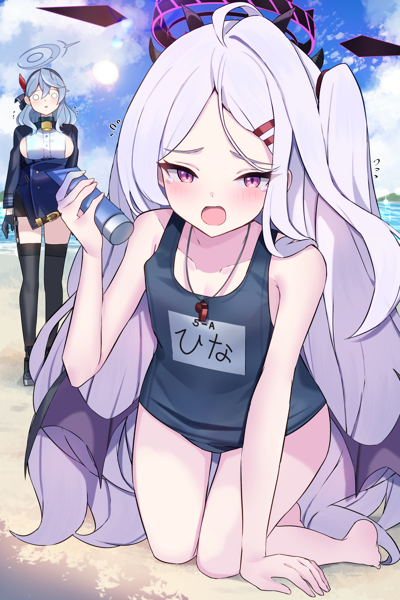 This is a pixiv picture whose title is 私も日焼け止め塗って欲しかった！！.