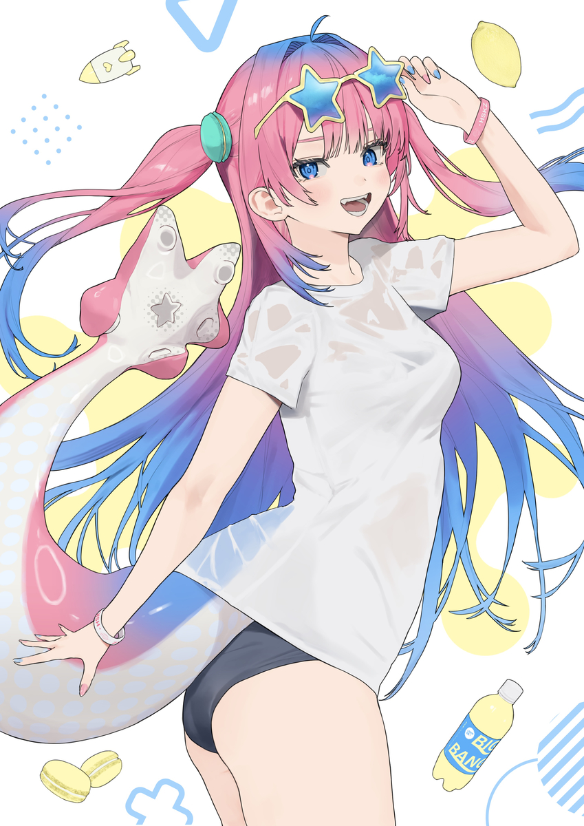 This is a pixiv picture whose title is 真夏の侵略者.
