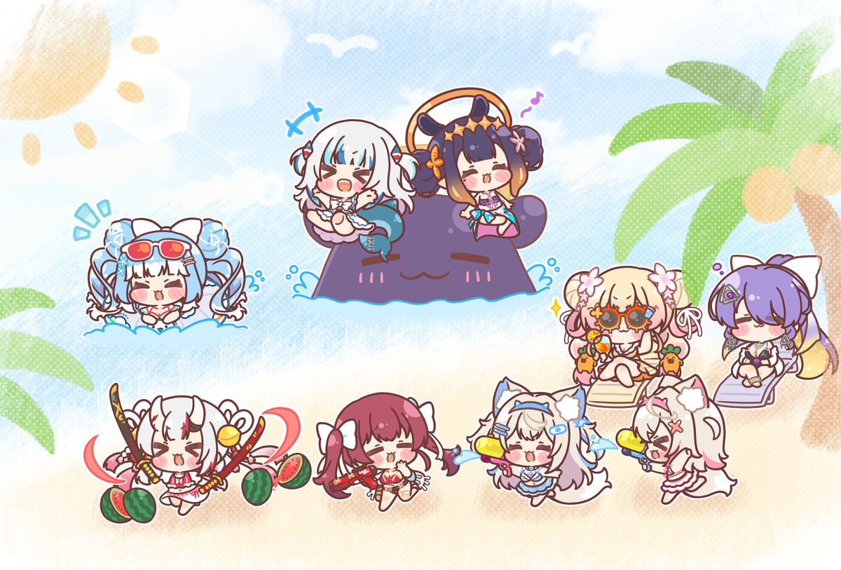 This is a pixiv picture whose title is Summer vacation！🌊⛱.