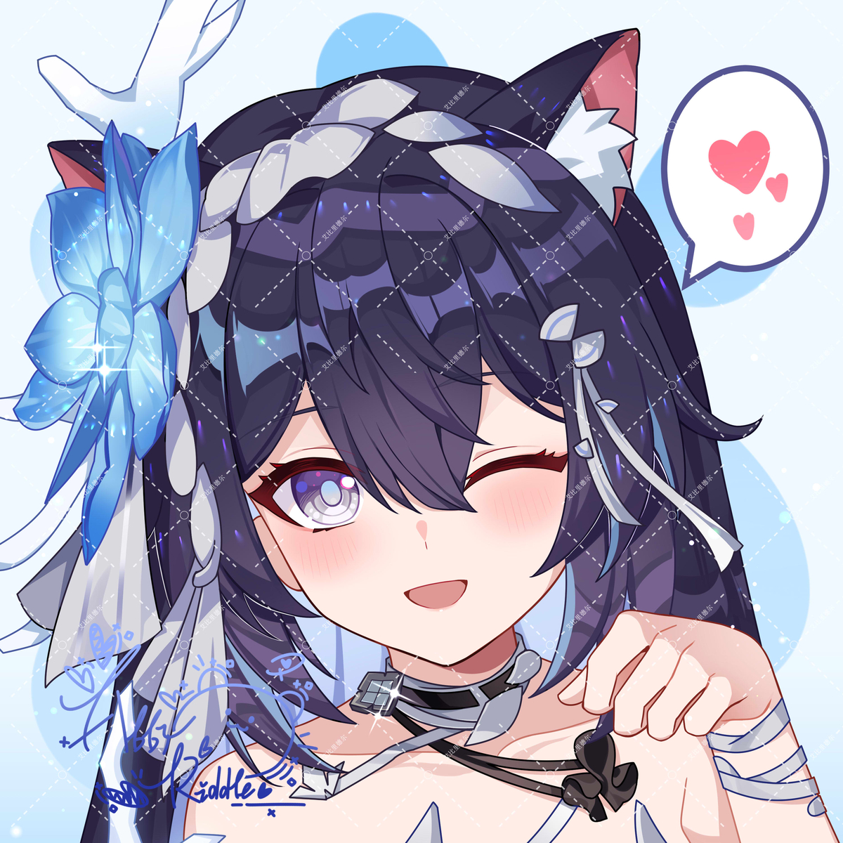 This is a pixiv picture whose title is 死生希儿猫猫头像稿件.