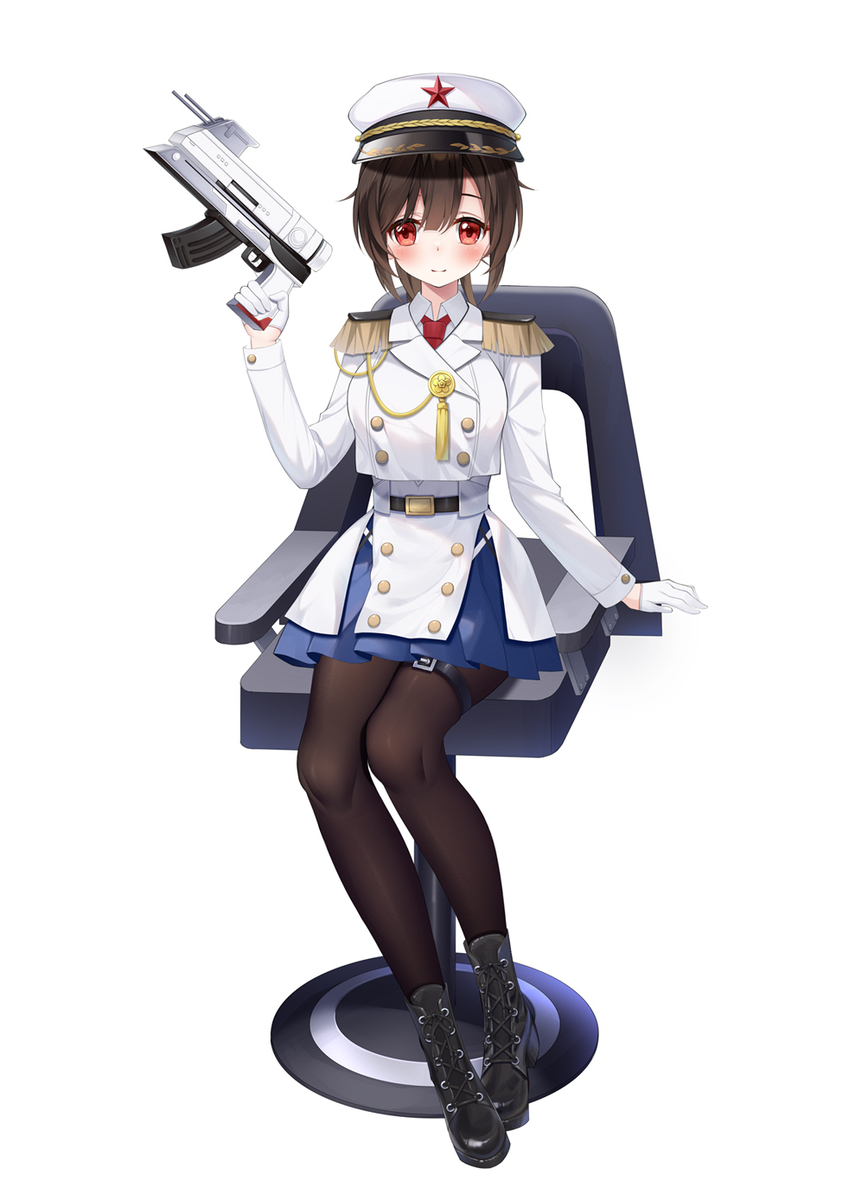 This is a pixiv picture whose title is 拿槍立繪.